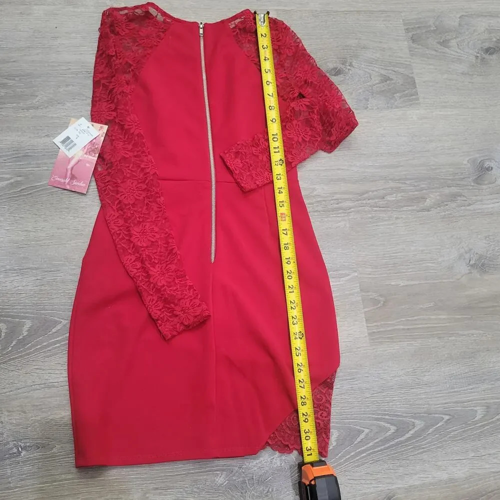 NWT Women's Emerald Sundae Red Lace Mini Dress, Size Small - Picture 5 of 5